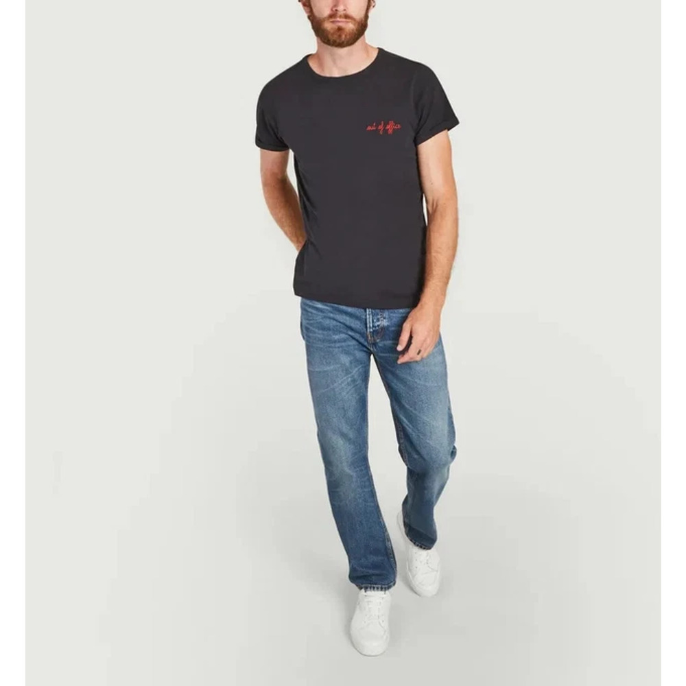 Maison Labiche Mens Black Poitou Out Of Office T-Shirt Black Size XL 11876